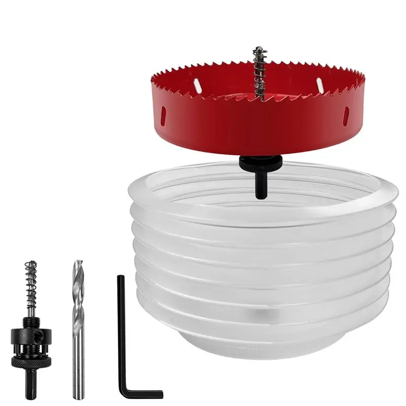 

AEE2-6-дюймовая кольцевая пила с пылесборником для встраиваемого освещения, 3-дюймовая оправка с шестигранным хвостовиком, пылесборник для гипсокартона, потолочное сверление