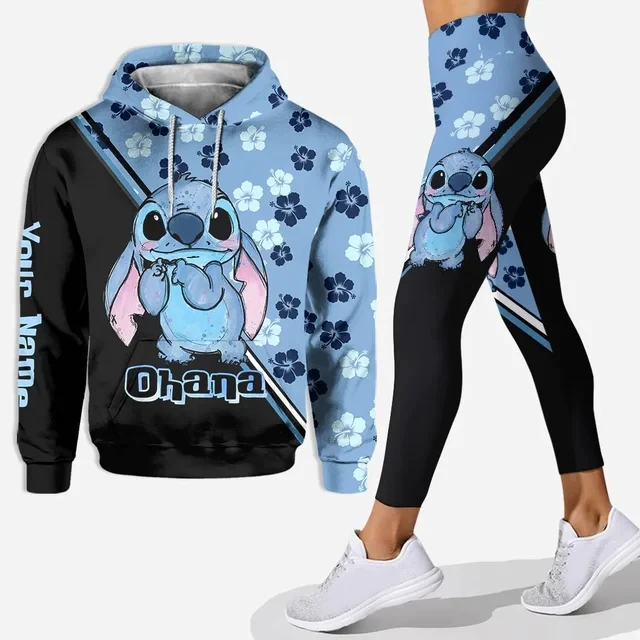 Disney-conjunto deportivo con capucha para mujer, ropa de Yoga con capucha esencial, 3D, coreana, invierno, 2024