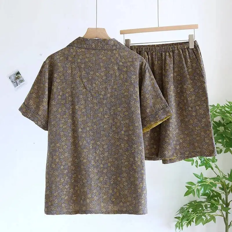 الصيف القطن ملابس خاصة الرجال رقيقة قصيرة الأكمام سترة قمم مع السراويل 2 قطعة زائد حجم المنزل منامة مجموعة