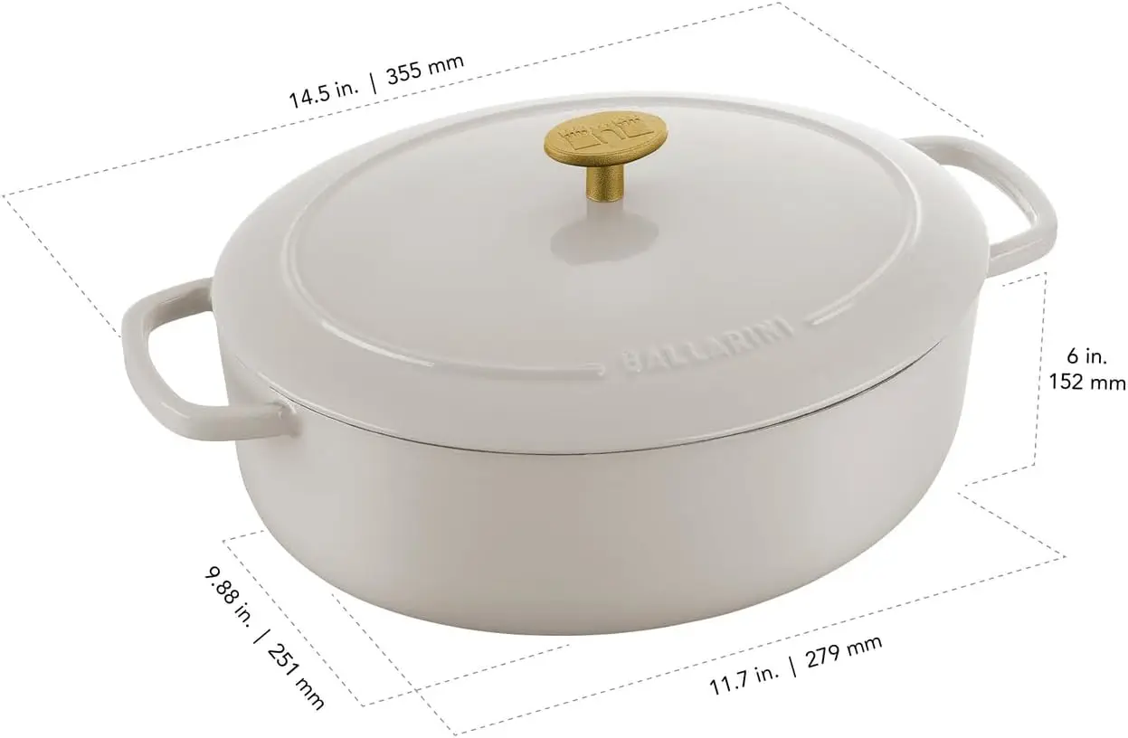 Bellamonte Cast Iron 4.75-qt Oval Dutch Oven - Crema White