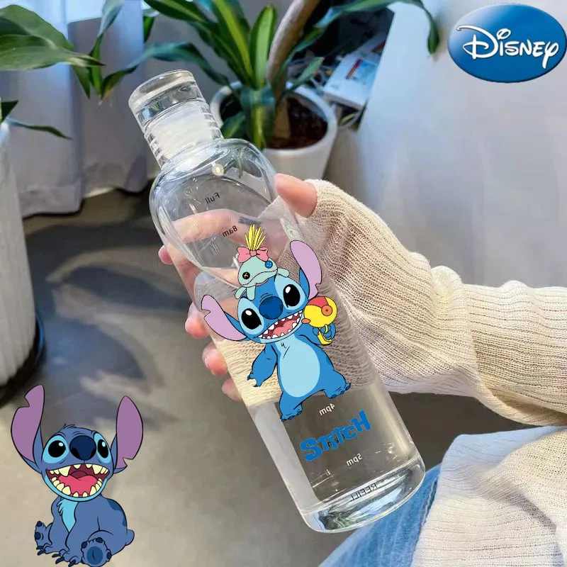 Disney Stitch Anime Sports Water Bottle Plastic Portable Drinking Cup Leakproof Waterproof Travel Cup Christmars Gift 500ml