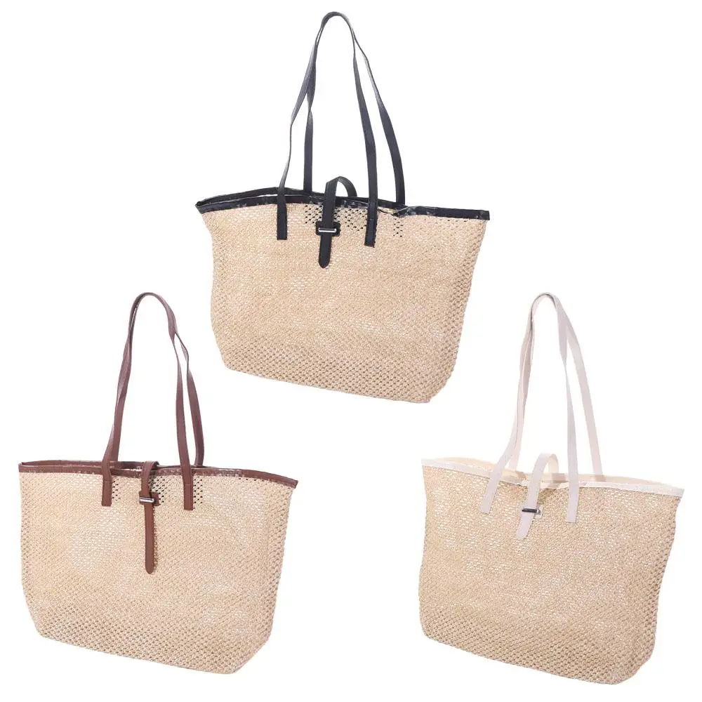 

Simple Summer Straw Tote Bag Beach Boho Woven Straw Bag Vacation Casual Shoulder Bags for Women