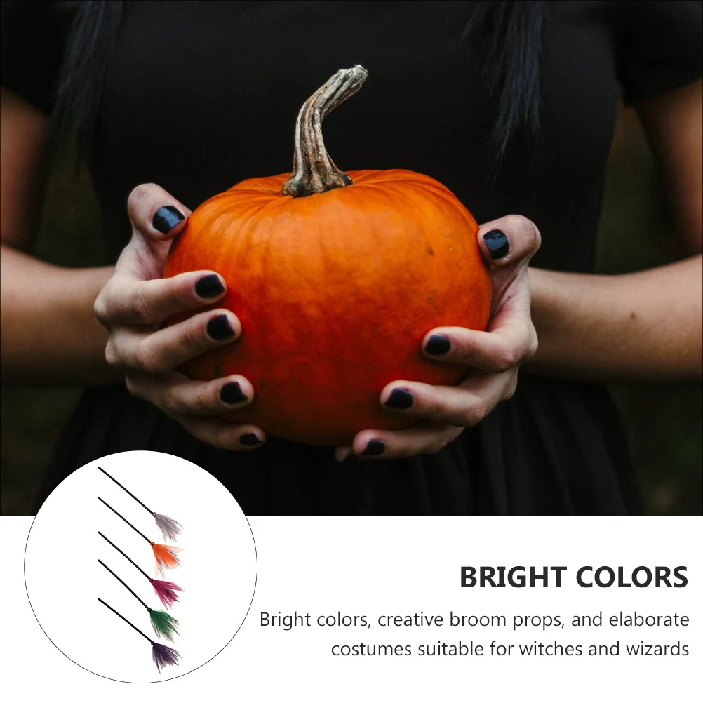 

5Pcs Witch Broom Lightweight Foldable Halloween Show Broom for Haunted House Decoration and Performance Prop