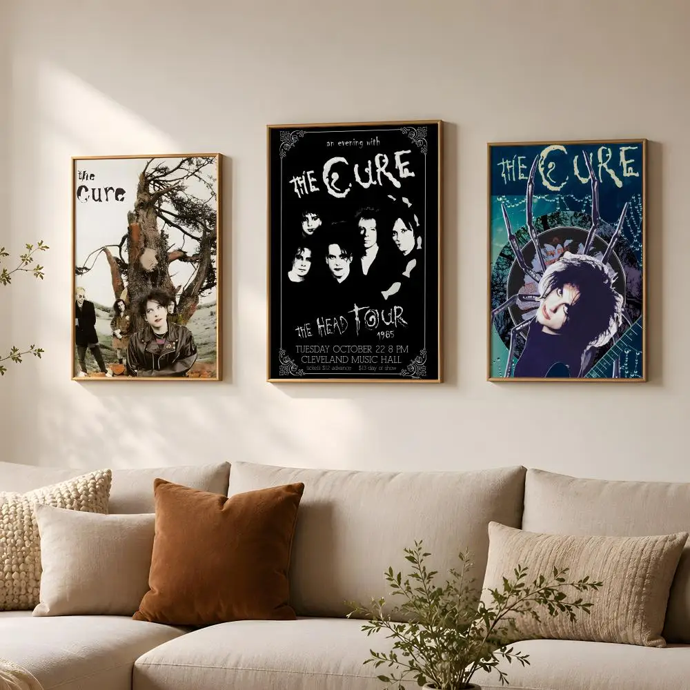 Band T-The Cure-e Poster Vintage Self Adhesive PP Wall Art for Living Room Bar Bedroom Home Decor Gift