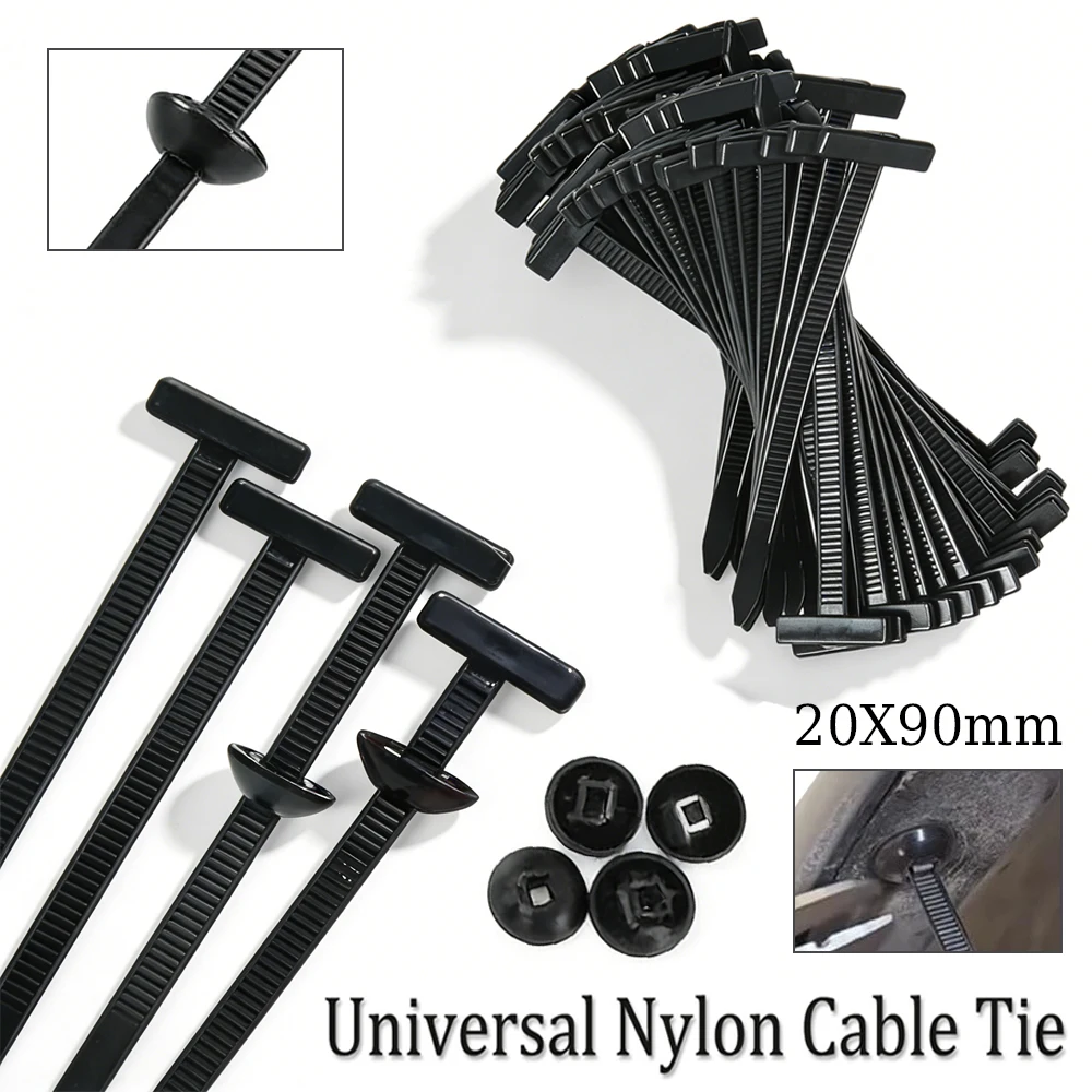 50-500pcs Nylon Universal Cable Tie Buckl Heavy Duty Self-Locking Zip Ties Holder with Pin Fasteners Car Body UV Resistant Ties