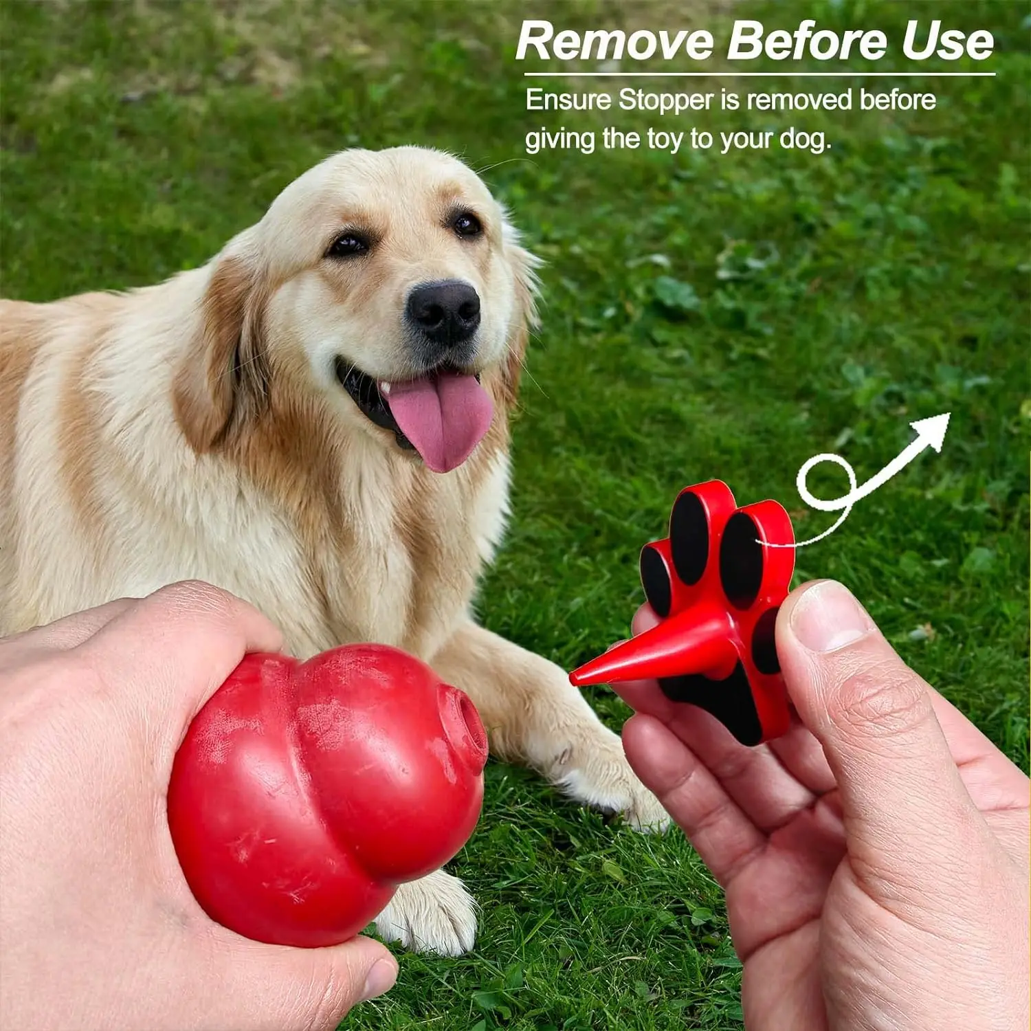 New Dog Toy Red Holder Plug Stops Liquid Food Spills Compatible with Classic Sizes Multi-Size Includes Plastic Paw Plug Only