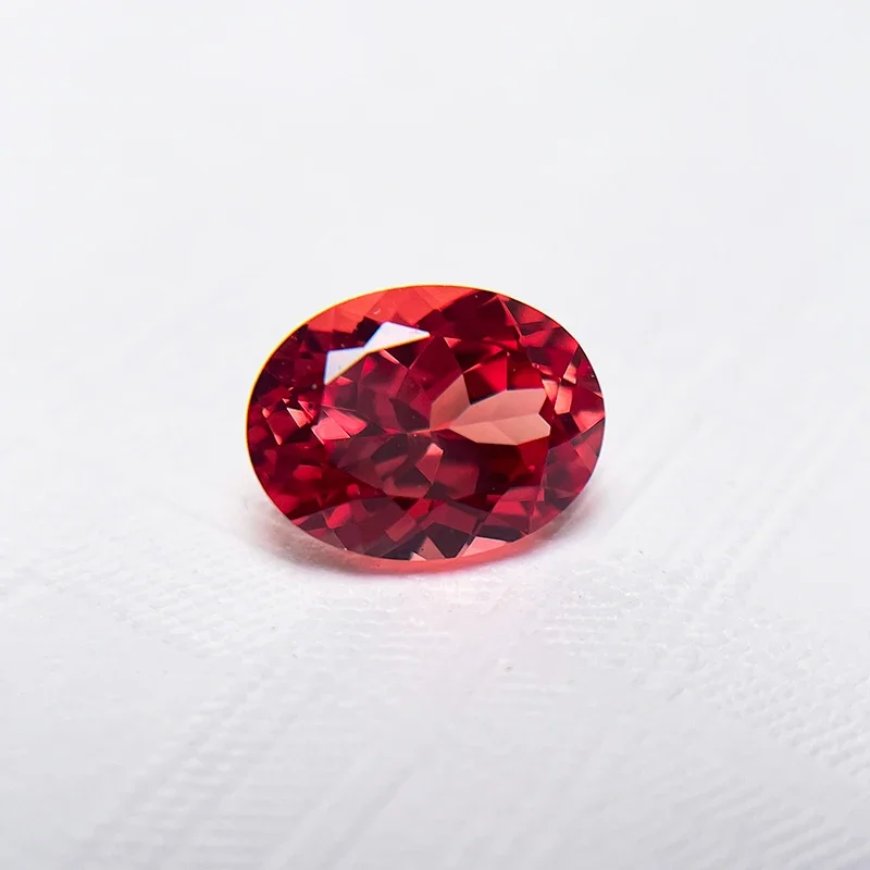 Laborgezüchteter Saphir, loser Stein, oval geschliffen, Sonnenuntergangsrot, Charms-Perlen für DIY-Schmuckherstellung, Material, wählbares Zertifikat – Detail 2