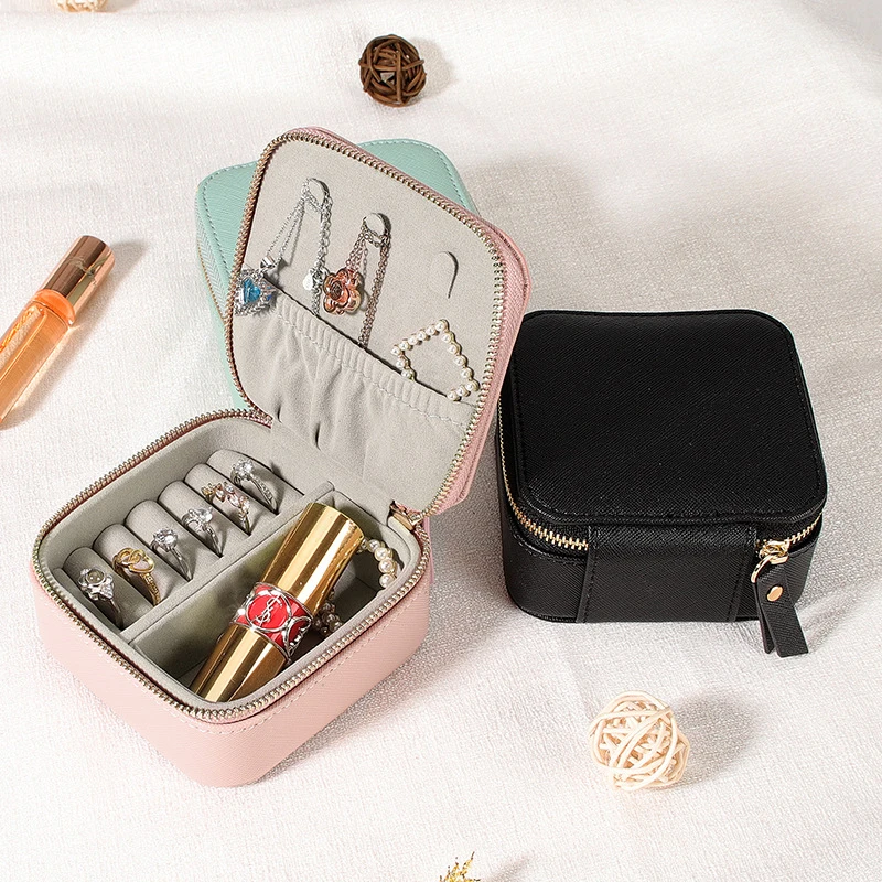 

New Exquisite Trendy Portable Travel Large Capacity Princess Jewelry Earrings Necklaces Rings Storage Box Simple Gifts For Women