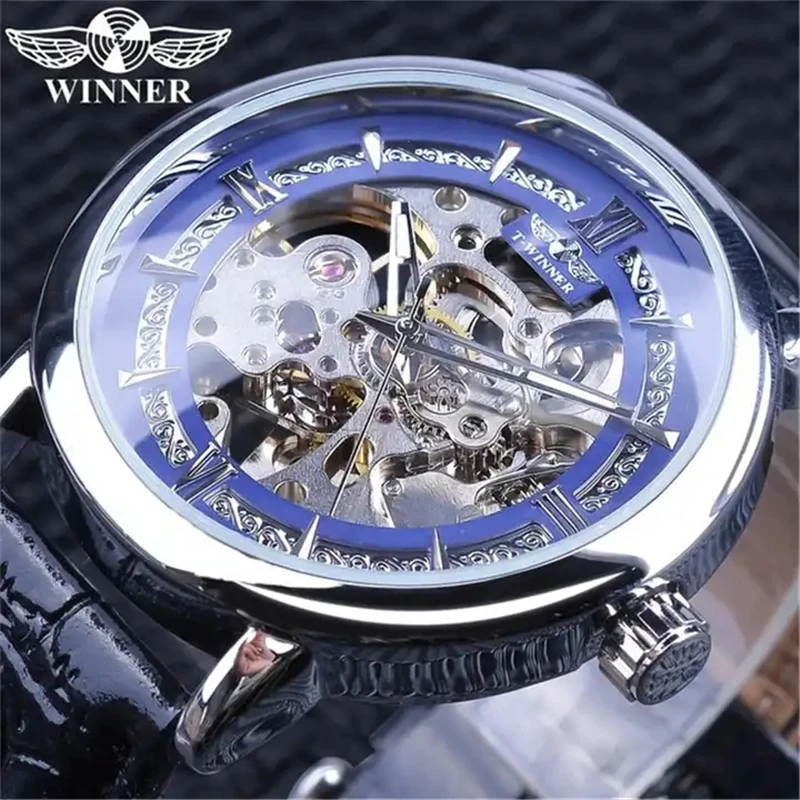 

Winner 99F Sports Mechanical Wristwatch Leather Luxury Automatic Watch For Men New Arrived Waterproof Clock With Gitt Box