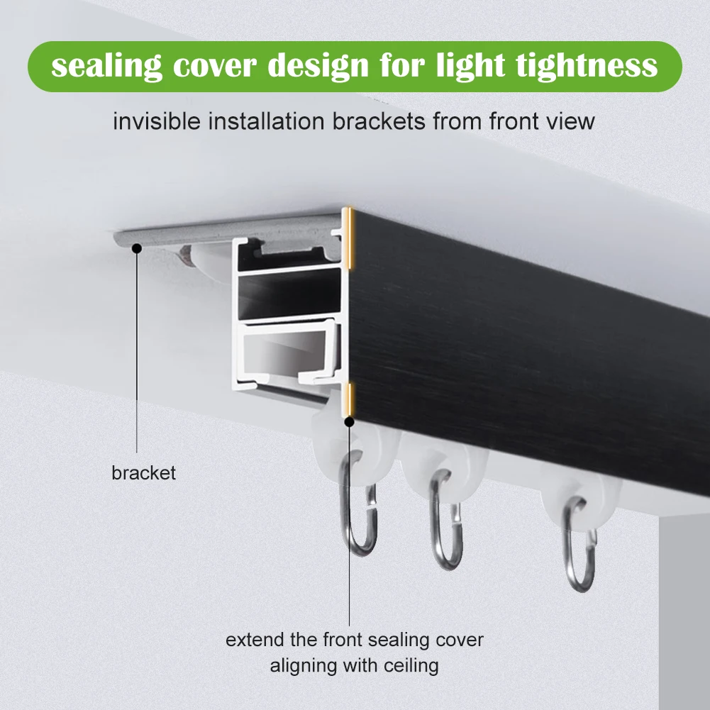 ZSHINE-Double Layer Aluminium Alloy Rails, Sealing Cover Design for Light Tightness Curtain Tracks, Flat Honeycomb, New Arrival