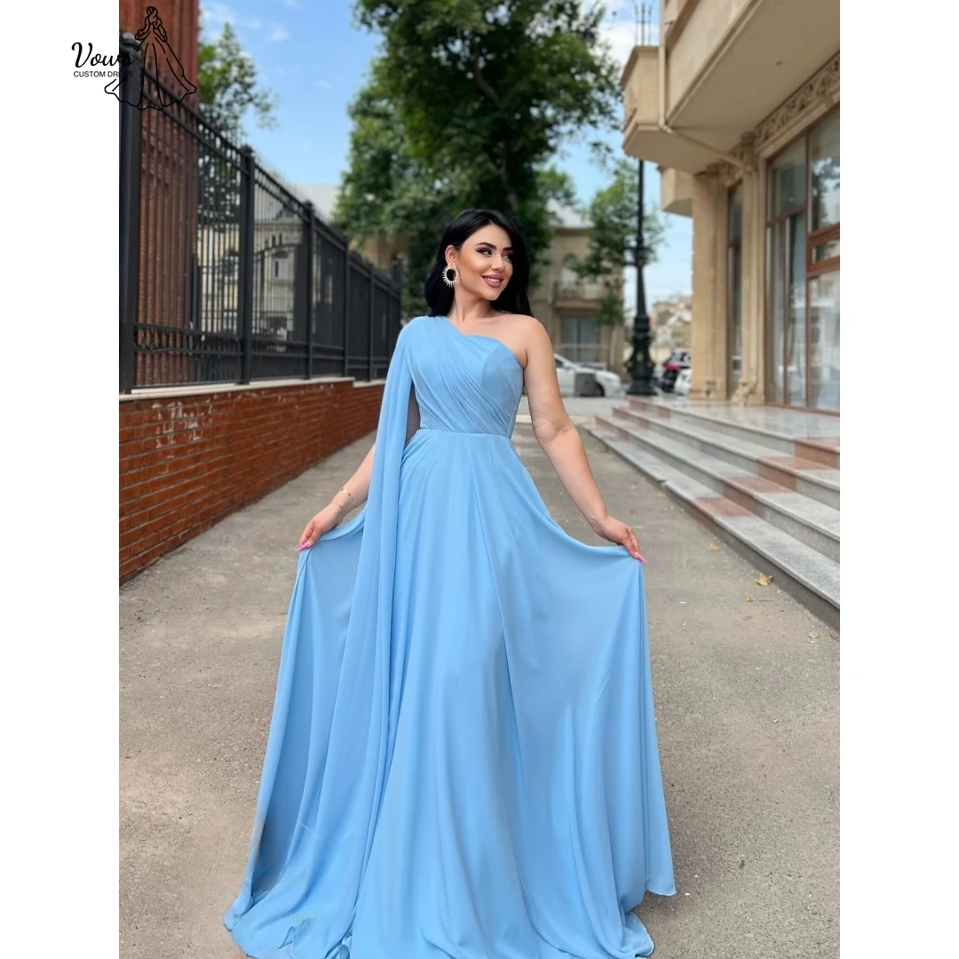 

Vows Single-shoulder Sleeve Ball Gown Dress Custom Made Elegant Evening Party Dresses for Women Chiffon Line A Prom Dresses 2025