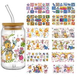 Miniso winnie bear 16oz UV DTF Cup Wrap Cartoon Transfers Libbey Wrap Tumbler DIY Logo Sticker Glass Can Selfadhesive Waterproof