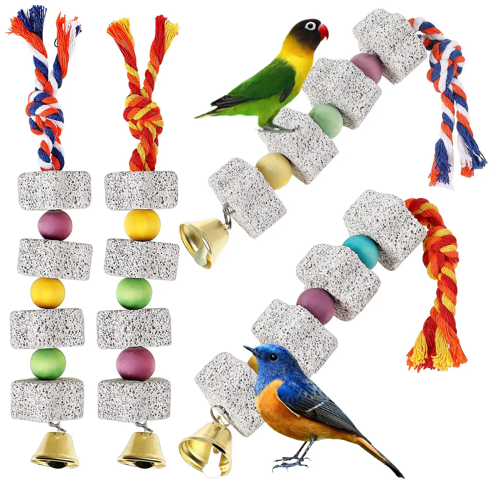

4Pcs Bird Beak Grinding Stones Mineral Calcium Toys Parrot Chew Cage Small Large Birds Hamster Molar Stone Child Toy