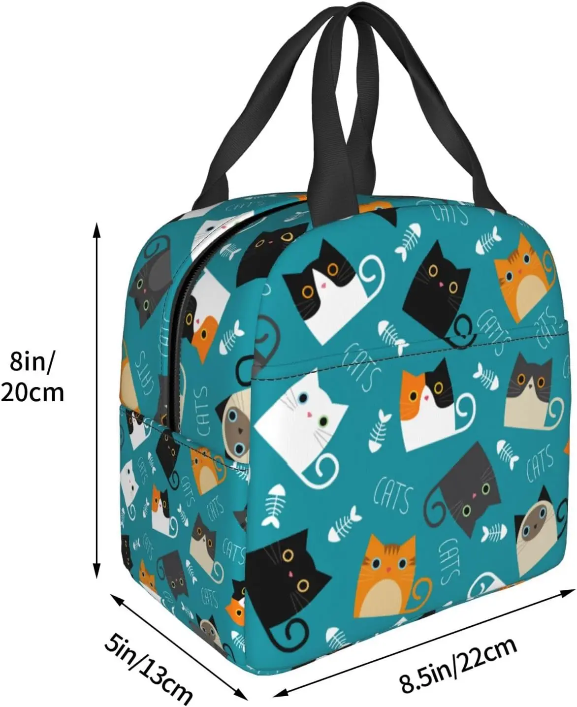 Funny Cats Lunch Bag Compact Tote Bag Reusable Lunch Box Container For Women Men School Office Work, 6l