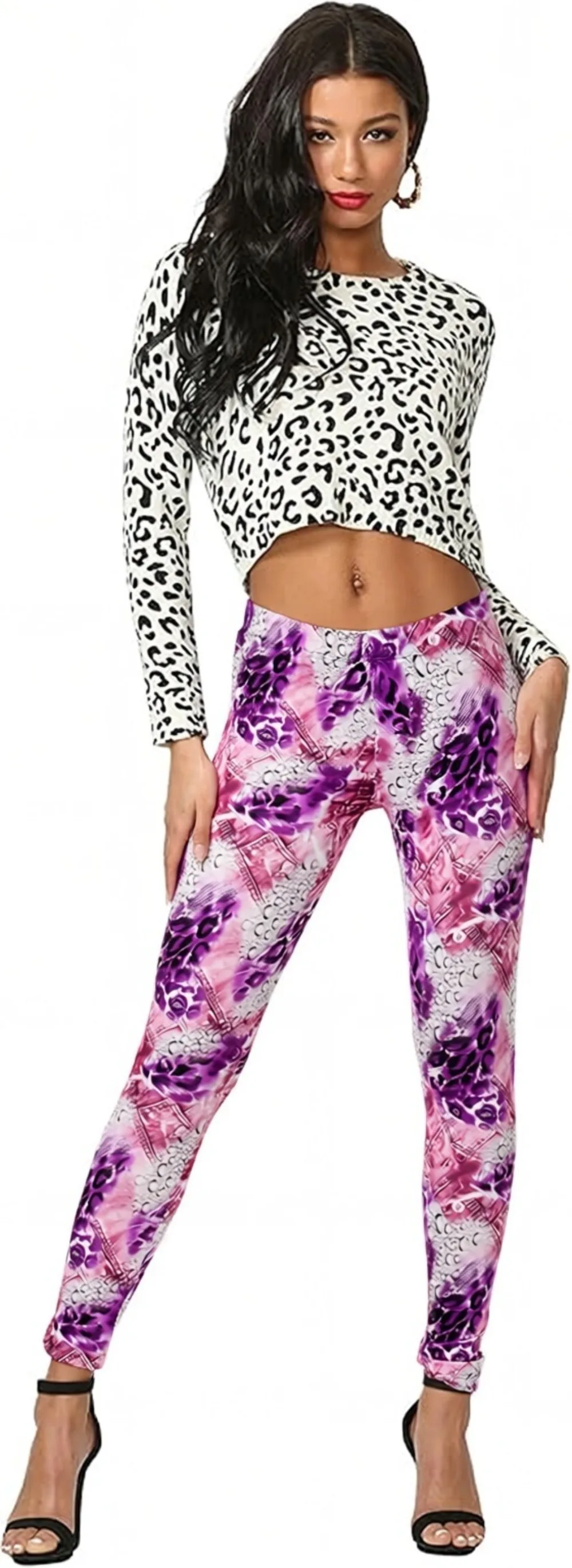 Women Pants Gym Yoga Seam Sports Clothes Stretchy Mid Waist Athletic Exercise Fitness Leggings Leopard Printed Pants