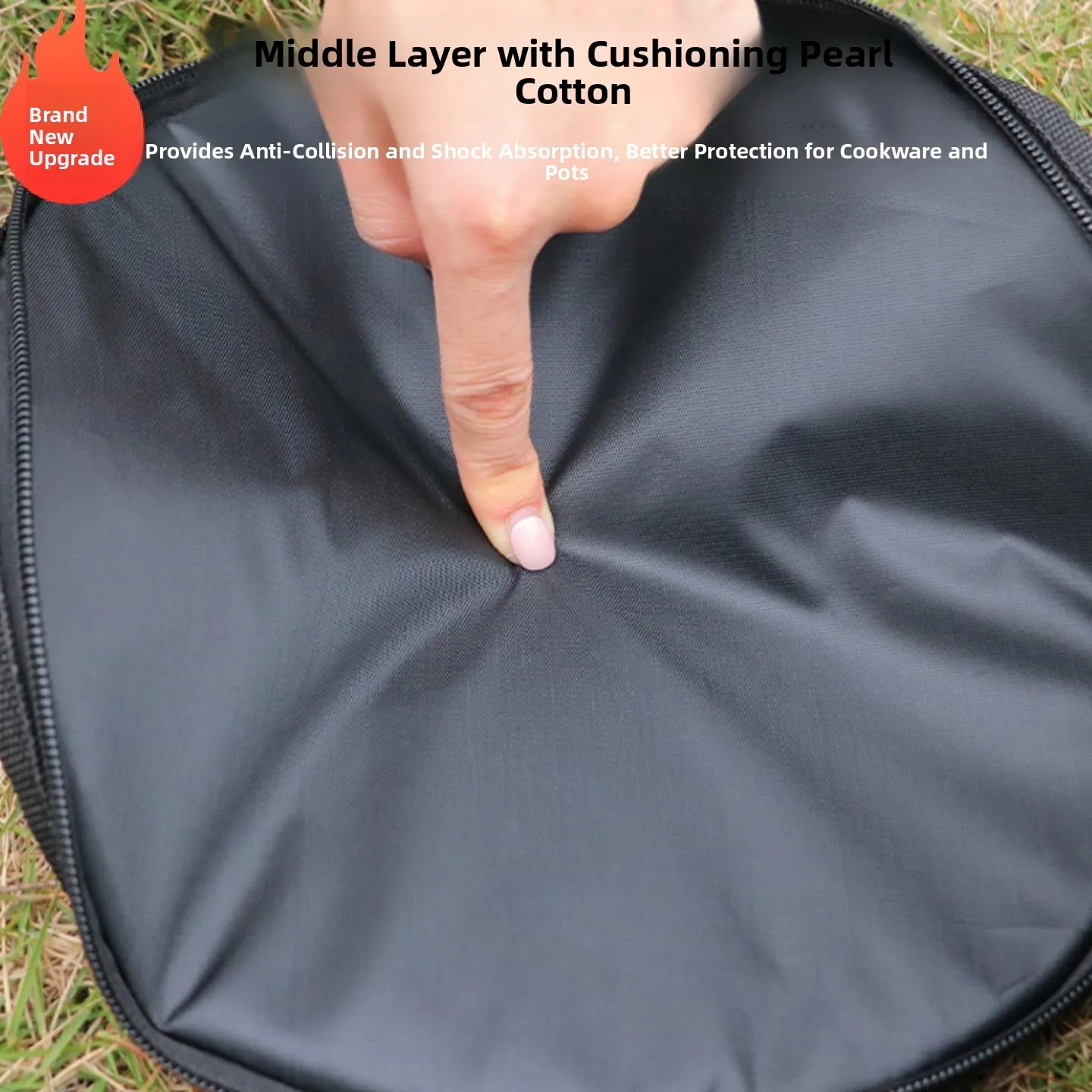 Outdoor Camping Picnic Equipment Bag Pot Anti-Collision Thick Oxford Cloth Insulated Handbag Large Capacity round Cylinder Bag