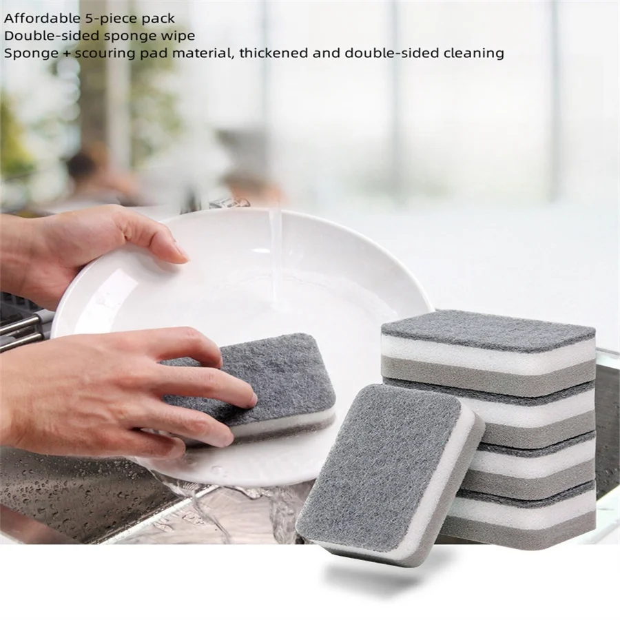 5Pcs/10Pcs High Density Thickened Home Sponge Wiping Double-Sided Kitchen Cleaning Cloth Kit Cleaning Brush Sponges