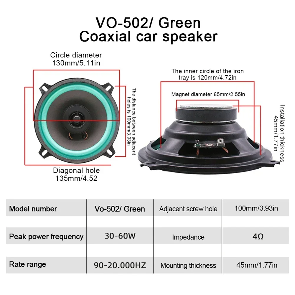 Sturdy car speaker PP rubber and injection molded tire body HIFI level experience three dimensional surround sound