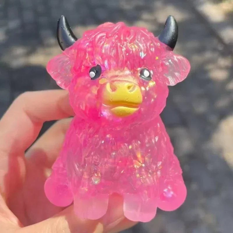 Cute Highland Cow Slow Rising Squishy Squeeze Toy Soft Elastic Stress Relief Stress Ball Kawaii Animal Fidget Toy Portable Palm Size Relaxing Gift For Adults Friends Kids Daily Office Decompression