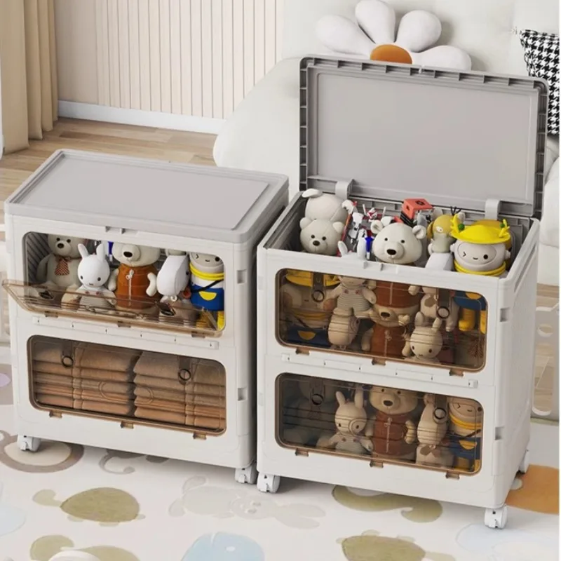 

Clear Flip-Top Storage Box with Wheels, Mobile PP Organizer Cabinet, No-Installation Clothing Container, Rolling Storage Bin
