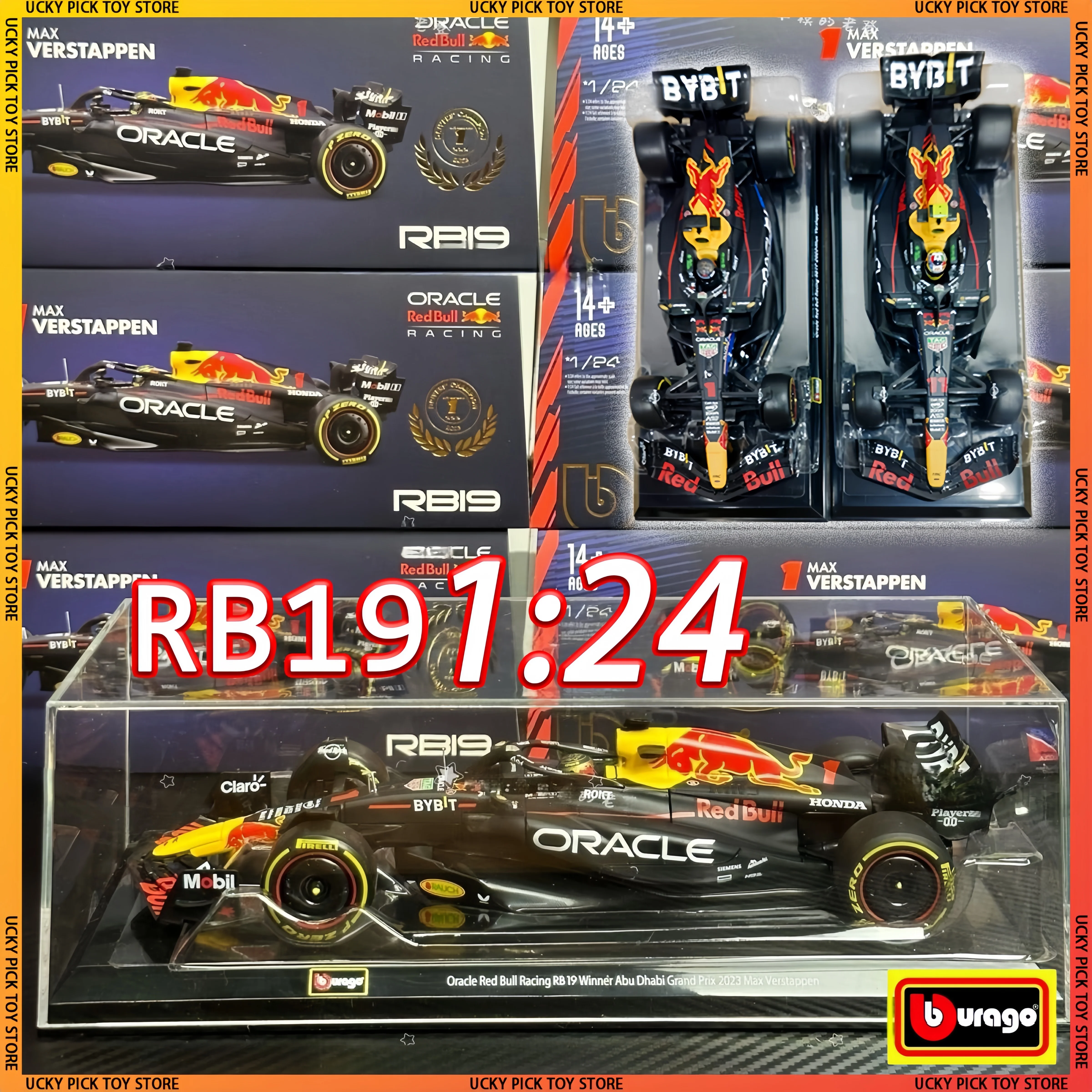

Hot Bburago 1:24 Red Bull F1 Rb19 Austin Us Station Alloy Car Miniature Diecast Model 1# Max Verstappen Toy Formula Racing
