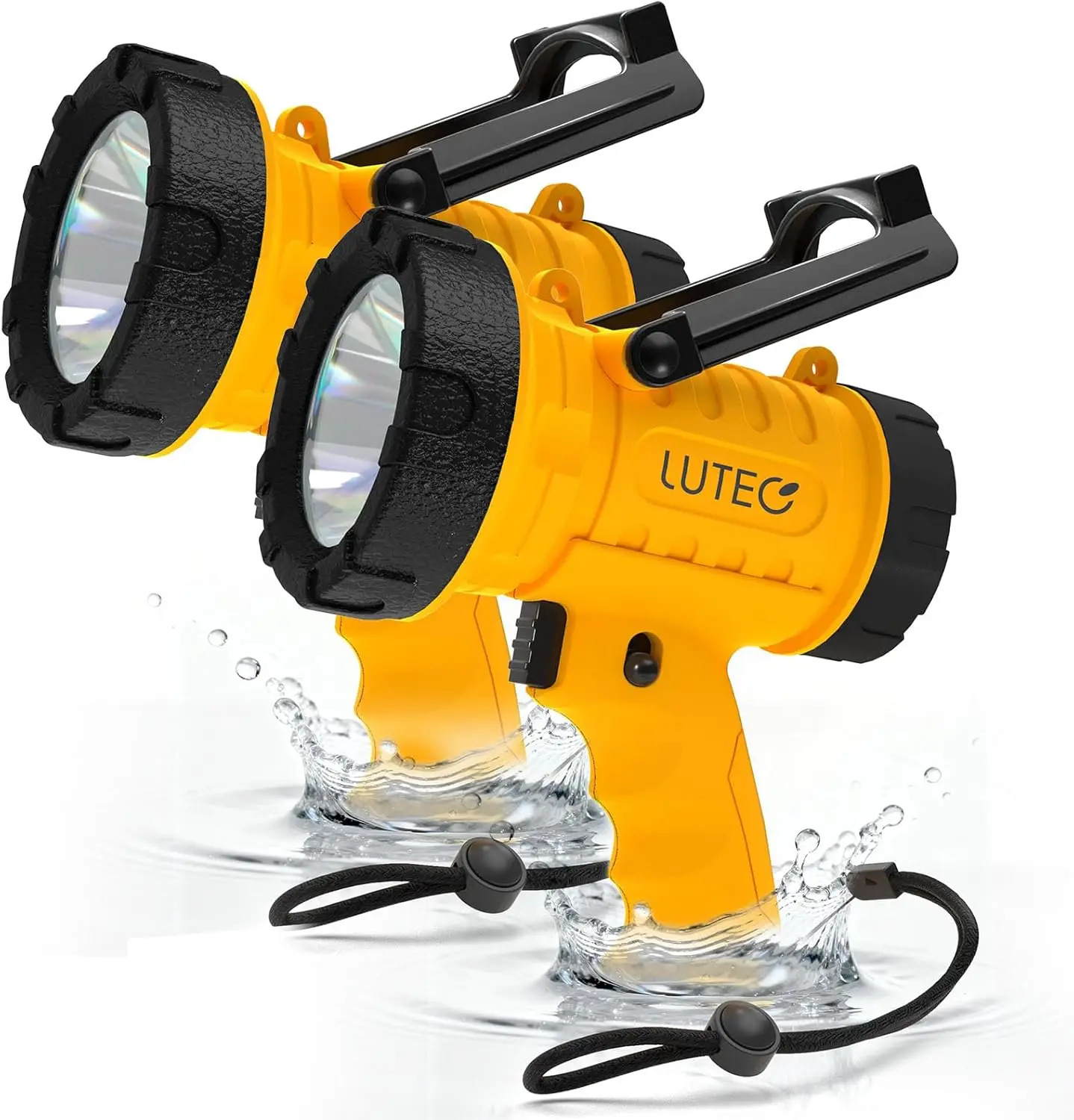 

2 Pack Rechargeable LED Spotlight Flashlight, IP67 Waterproof, 4 Modes, Foldable Stand, Red Light Filter (Orange)