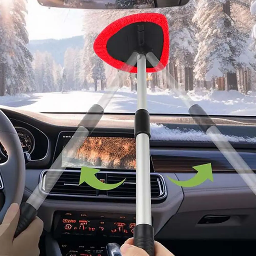 Car Window Cleaner Windshield Cleaning Tool with Long Handle No-Scratch Versatile Auto Glass Mirror Wand Care Kit