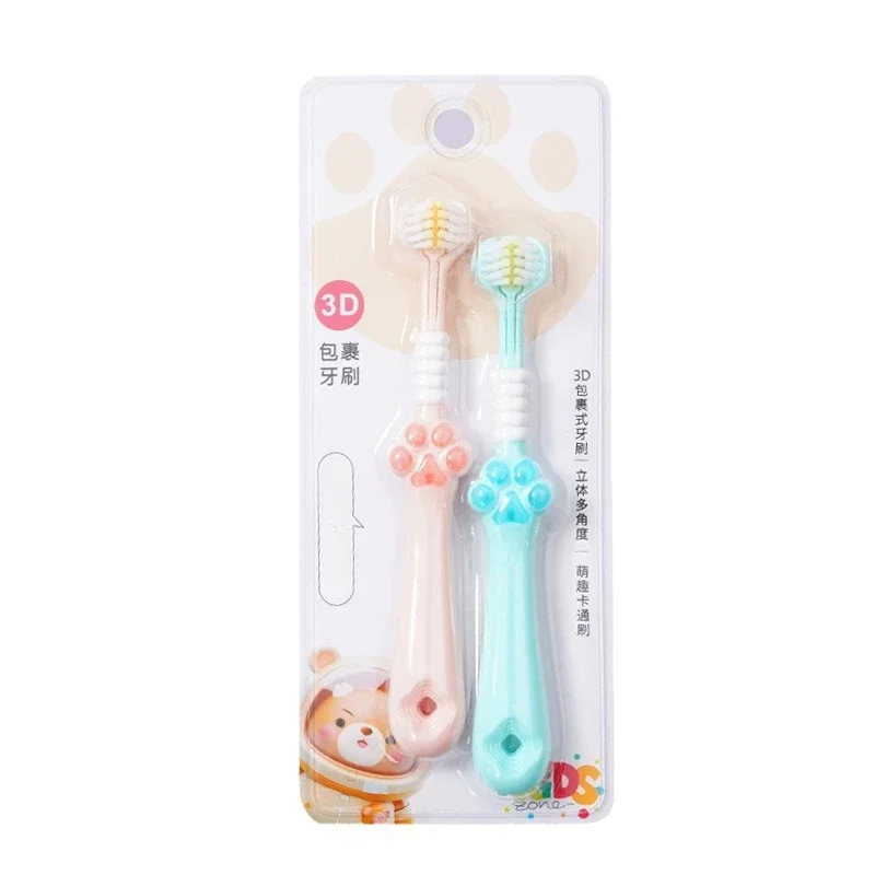 Oral Care Teeth Whitenining ToothbrushBaby Teeth Three-sided Toothbrush Cat Claw Soft Hair 3-13 Years Old Mouth Cleaning Babies