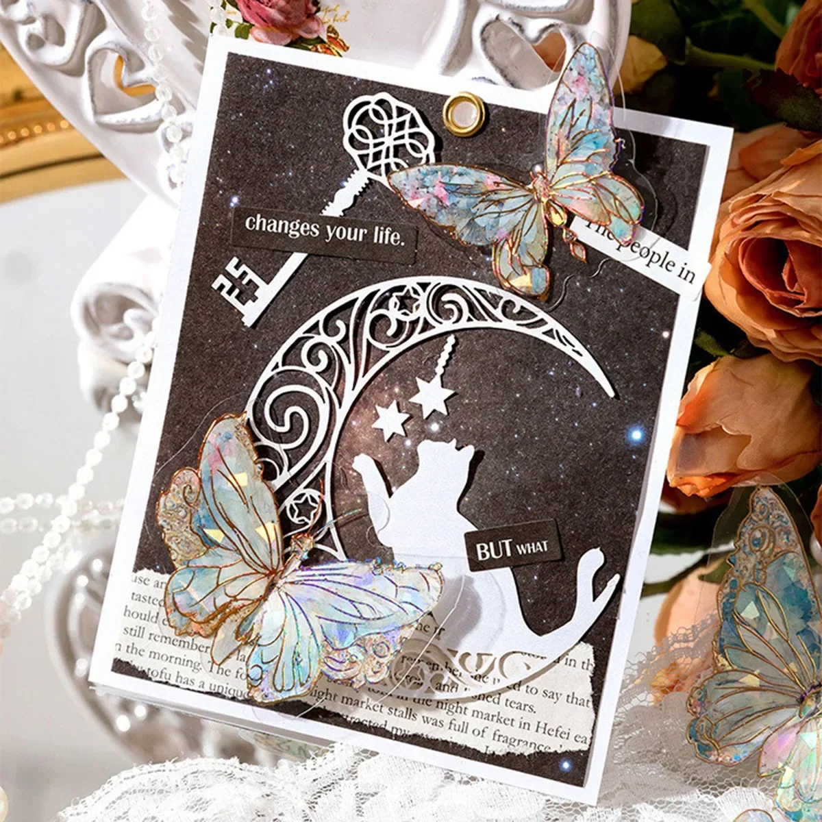 20PCS 11 Styles Butterfly Decoration Sticker Scrapbook Diary Toy Plant Decoration Photo Album DIY Stationery Sticker