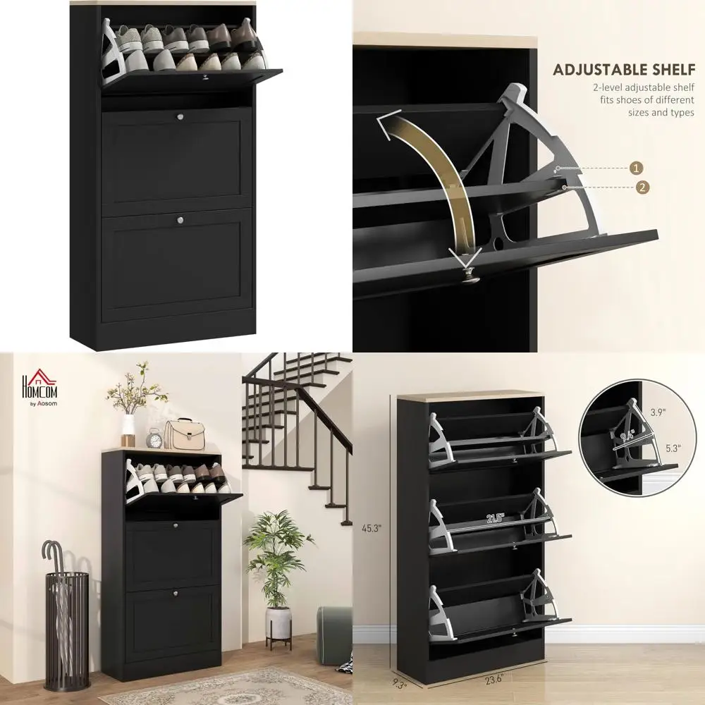 Shoe Storage Cabinet with 3 Drawers and Adjustable Shelves for Entryway, Organizer for 18 Pairs of Shoes