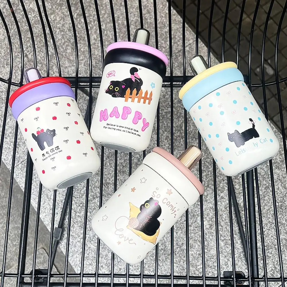 Durable 500ML Thermal Water Bottle With handle 316 Stainless Steel Insulated Cup Portable Cartoon Cat Drinkware for Student
