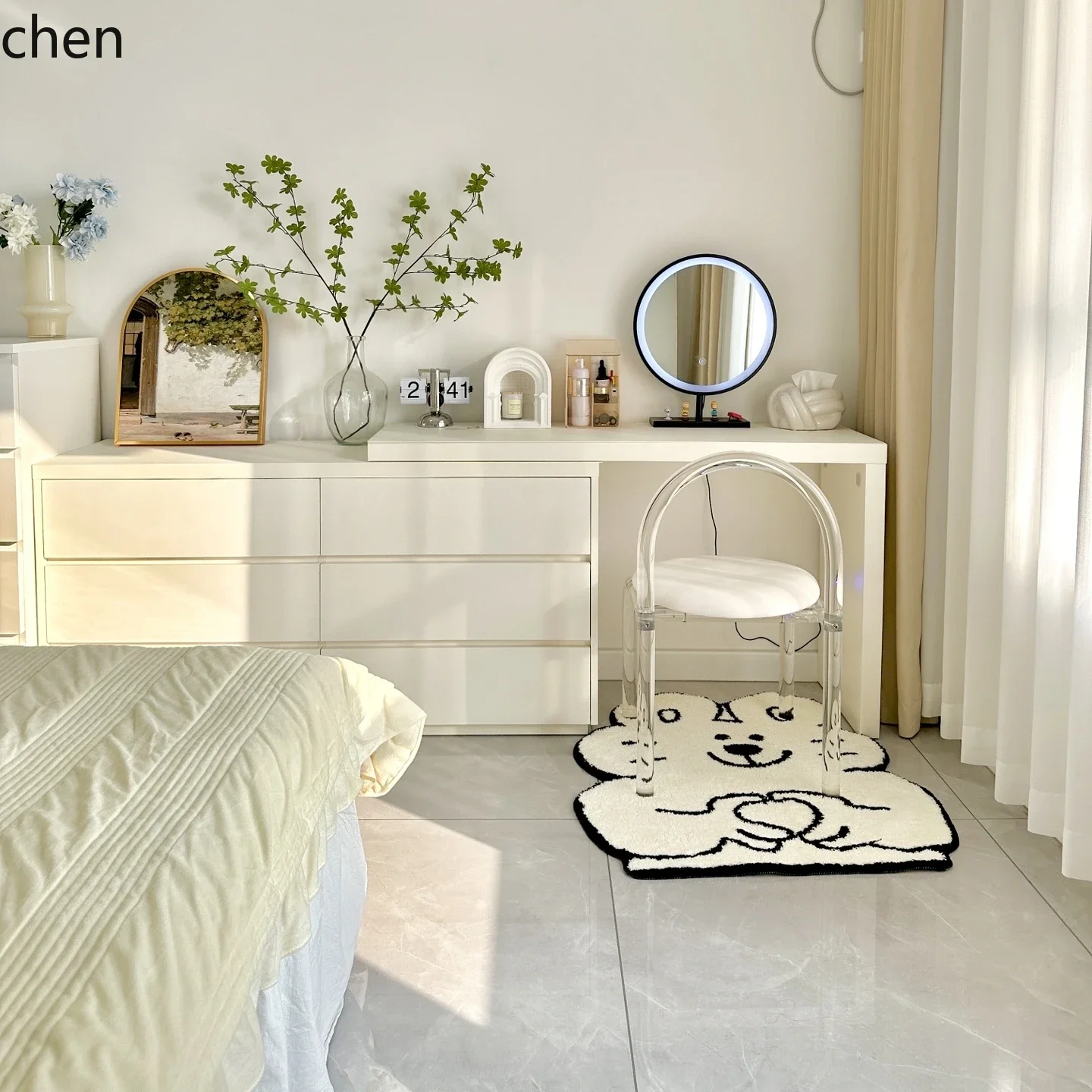 DSA  Solid Wood Dressing Table and Chest of Drawers Integrated Bedroom TV Cabinet  Combination Bedside Storage Cabinet