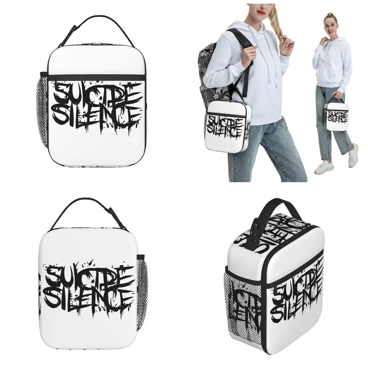 Rock Band Suicide Silence Merch tas makan siang terisolasi untuk kotak makanan kantor pendingin portabel kotak makan siang termal