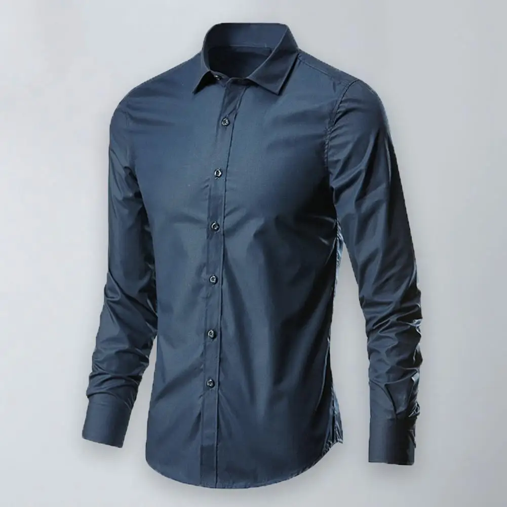 Shirt Button Slim Fit Dress-up Casual Lapel Men Spring Shirt   Men Spring Shirt  for Work