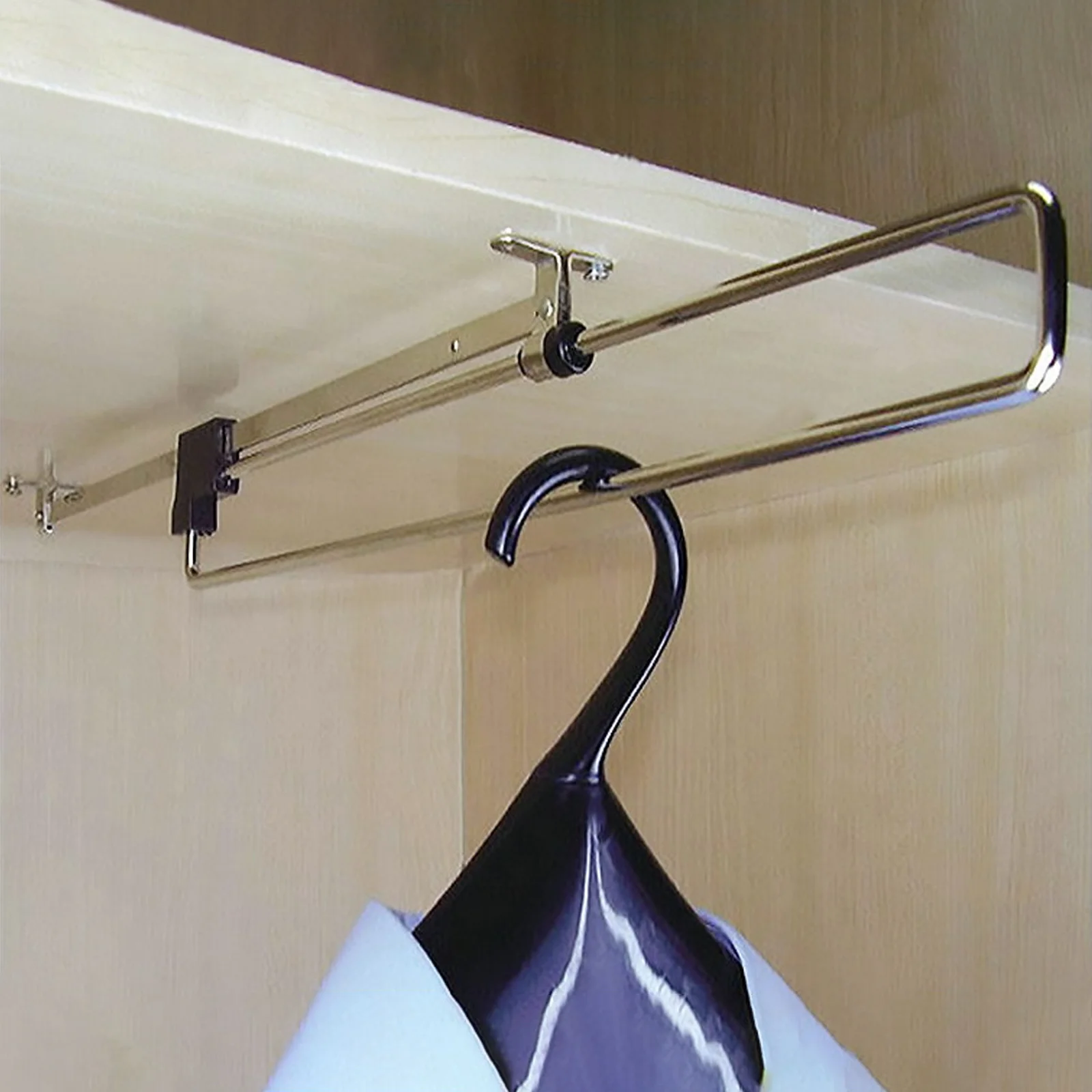 

Telescopic Clothes Rail Display Hanger Rack Shelves Metal Laundry Iron Child Black Wardrobe