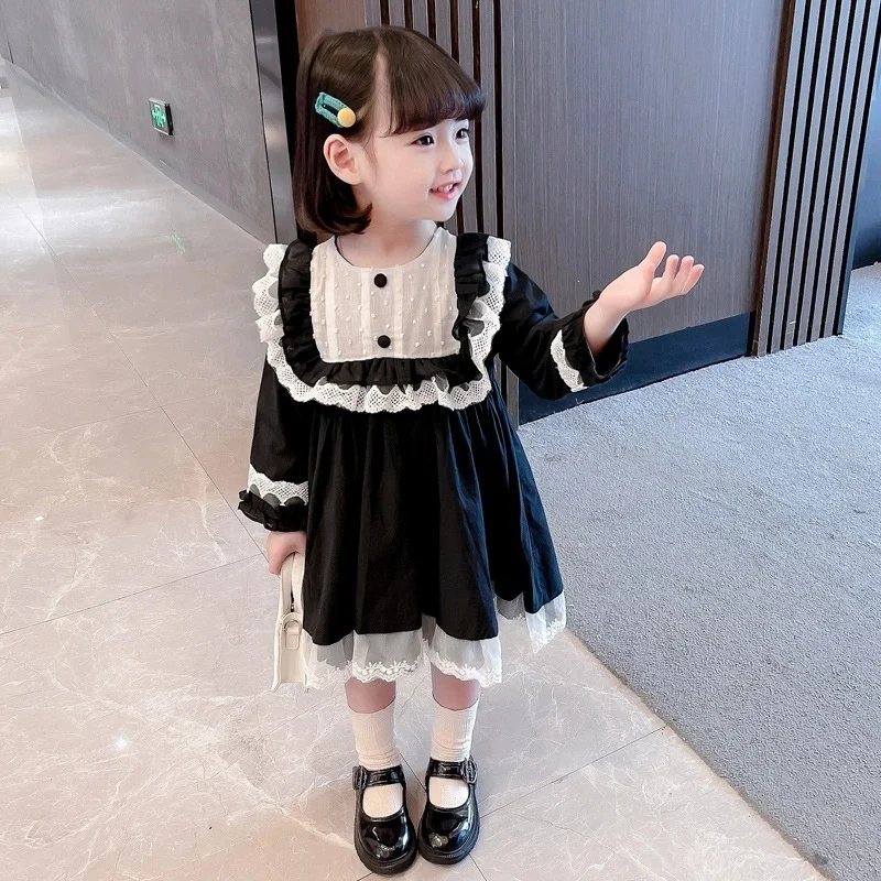 

Комплект: Пальто в стиле кавайи и платье в стиле Лолита для девочек, кружевное, милое, в стиле принцессы, осенняя коллекция 2026, элегантное детское платье