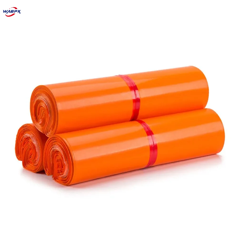100 pçs/lote laranja saco de correio armazenamento auto-selo adesivo material pe envelope mailer postal malotes descartáveis