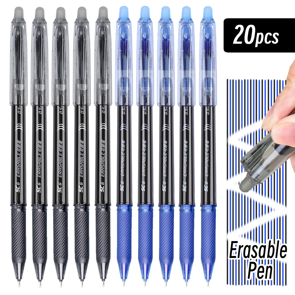 

1/10/20P Creative Erasable Pen ST Tip 0.5mm Black Blue Ink Gel Pens Stationery Supplies Aesthetic Kawaii Office School Pencils