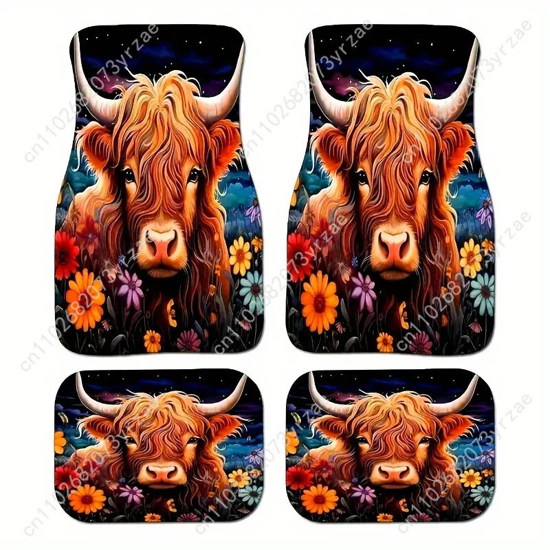 

Highland Cow 4pcs Universal Car Floor Mats All-Season Fashionable Auto Interio Absorbent Non-Slip Washable Car Floor Mats