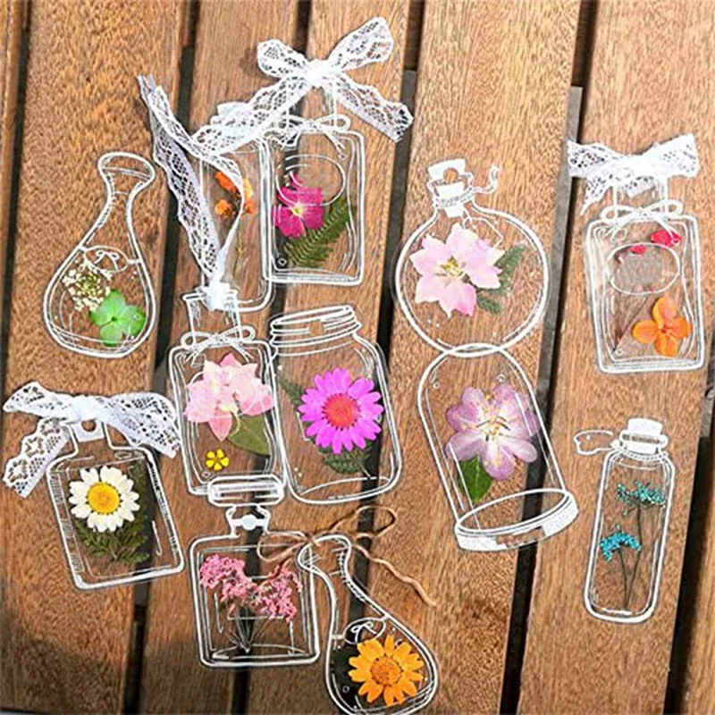 Marcapáginas de flores secas transparentes, botella de marcapáginas de flores secas, apto para graduación de niñas y mujeres, 4 unidades