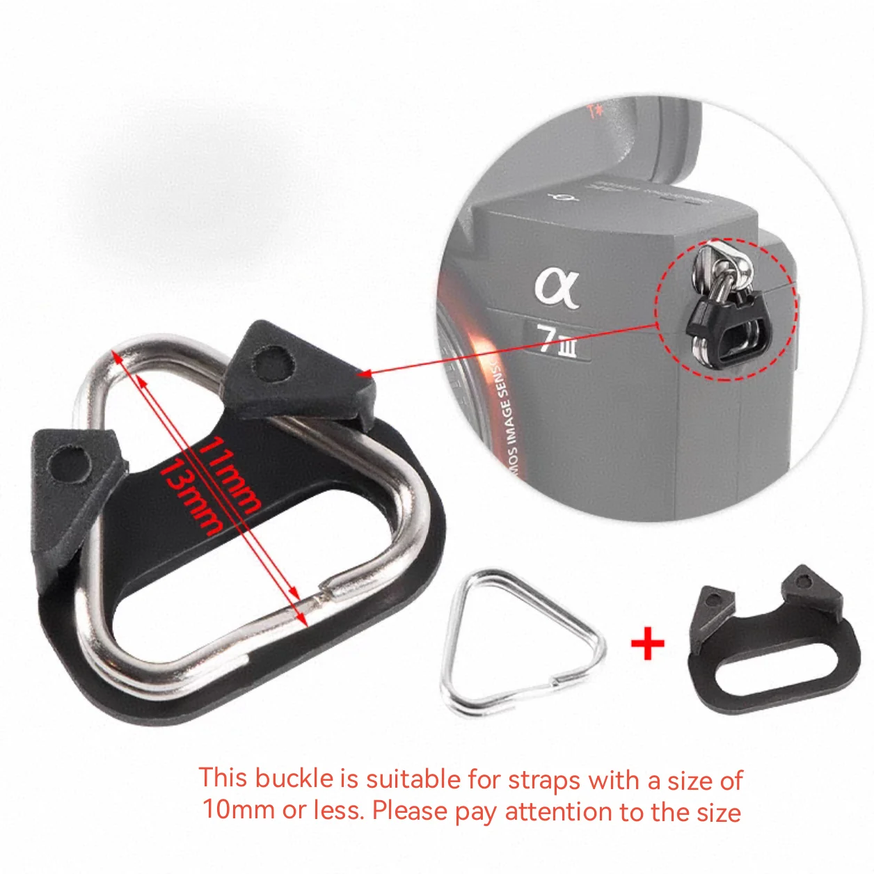 DSLR 미러리스 카메라에 적합, 금속 스트랩 버클, 어깨 스트랩 삼각형 링 버클, 카메라 스트랩 연결 링