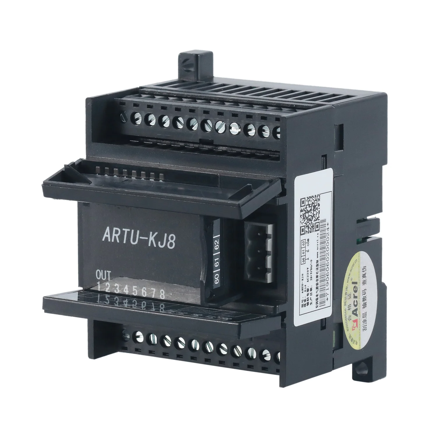 Acrel Din Rail ARTU-KJ8 Multi-Channel Remote I/O Expanding Terminal with Rs485 Modbus-RTU for Switch Input and Relay Output