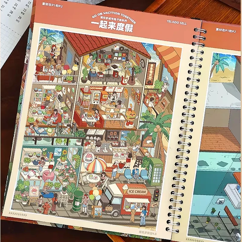 Mr. Paper Miniature Scene Collection Book 9.0 3D Dollhouse Stickers DIY Creative Relaxing Brain Teasers Craft for Journal image 6