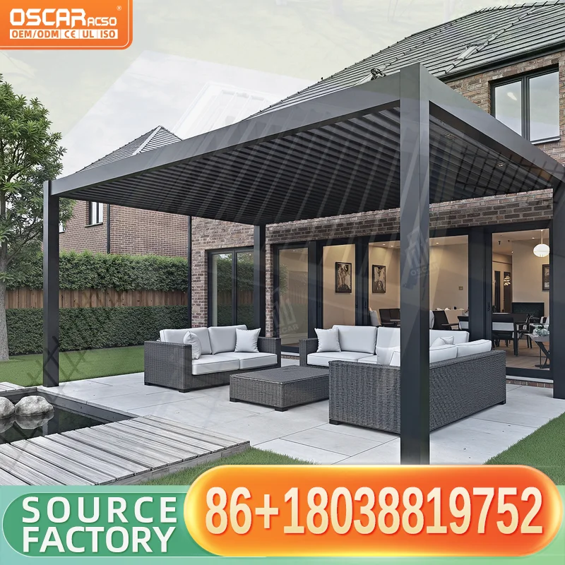 Modern Design Weatherproof Electric Powered Durable Aluminum Louvre Gazebo Outdoor Pergola Terrace Roof for Backyard Garden Pati