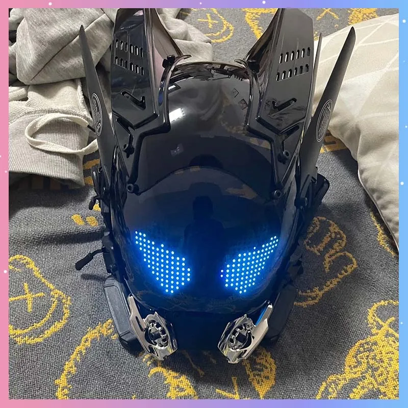 Cyber Punk Mask Costumes Mask Cosplay Mech Soldier With LED Subtitles Screen Phone App Control Helmet Halloween Party Bar Props
