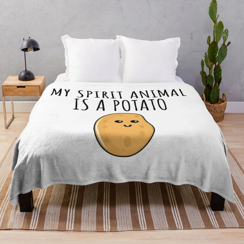 

My Spirit Animal Is A Potato \t \t\t Throw Blanket Weighted Dorm Room Essentials Bed covers Travel Blankets