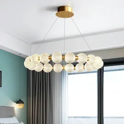 Brass Round LED Pendant Lights Wire Adjustable Copper Aluminium Hall Living Room Lighting Restaurant