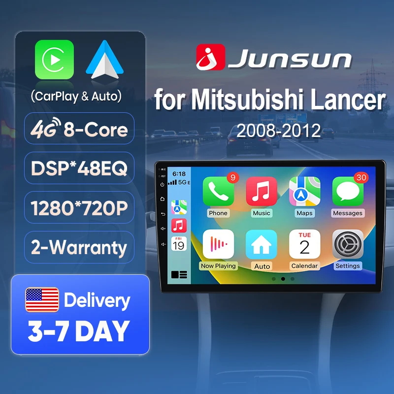 Junsun AI Voice Car Stereo Radio Wireless CarPlay For Apple Android Auto For Mitsubishi Lancer 10 CY 2007-2017 Touch Screen BT