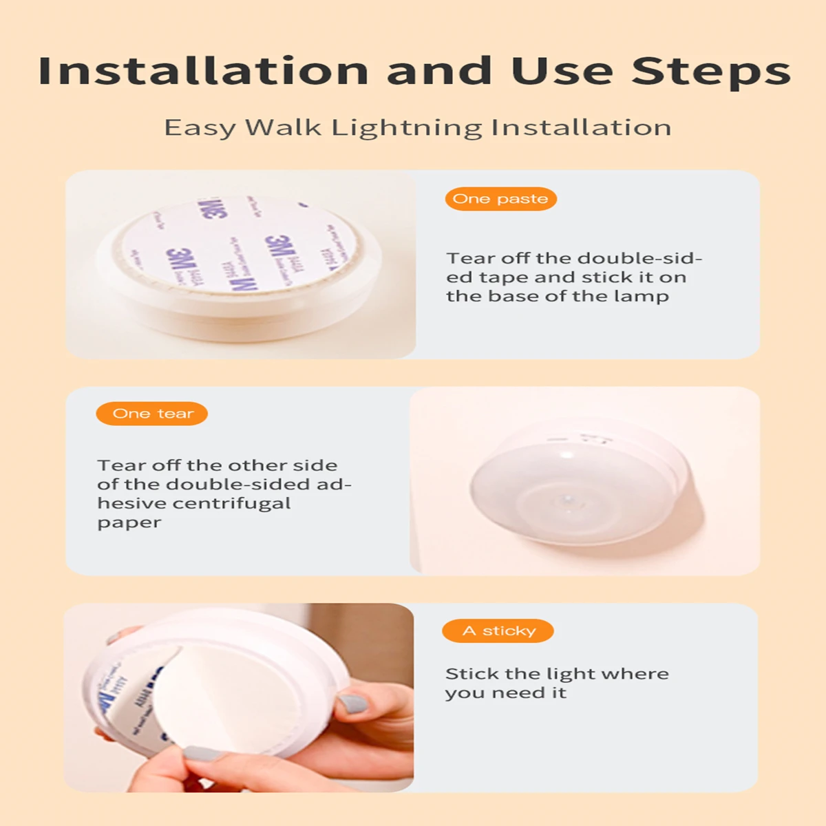 Motion Sensor Night Light 360° Rotating LED Night Light Cabinet Light Portable Battery Night Light For Bedroom Hallway Kitchen