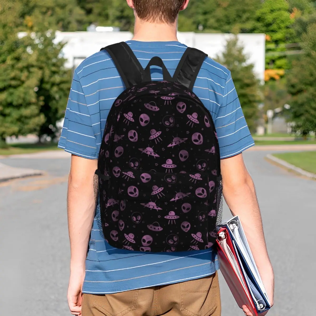 Mochila con patrón de Aliens Space Star And UFOs para hombres y mujeres, bolsa de libros para estudiantes universitarios, se adapta a bolsas para portátiles de 15 pulgadas